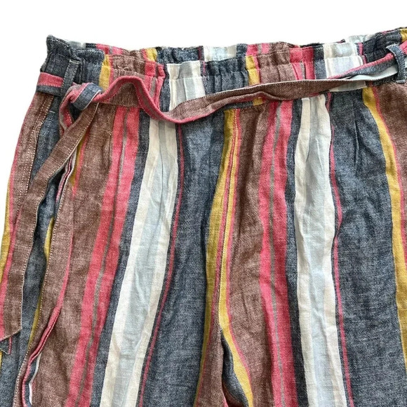 Caslon Linen Rayon Multi Caroline Stripe Pants L - Picture 2 of 3